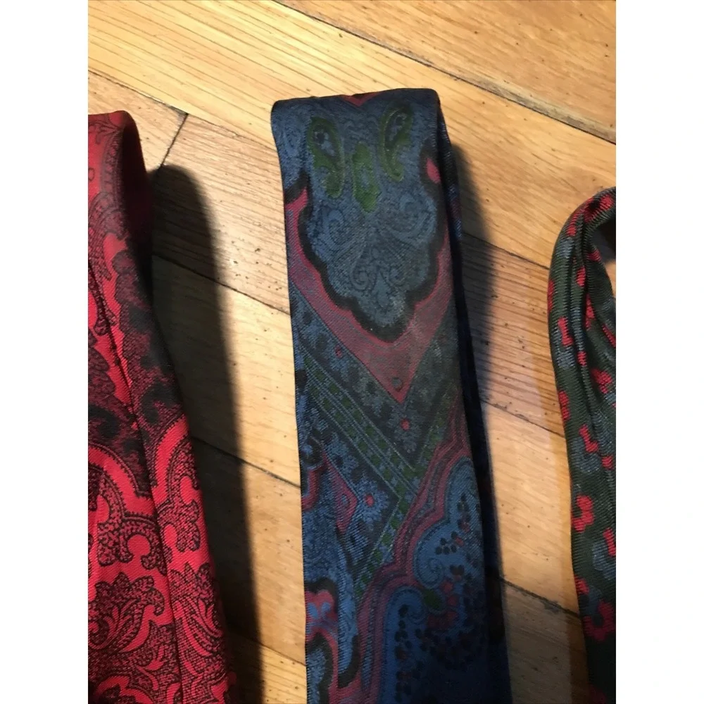Lot Of 3  Crawford's By Damon Italian Silk Neckties Imported Foulard Fabric
